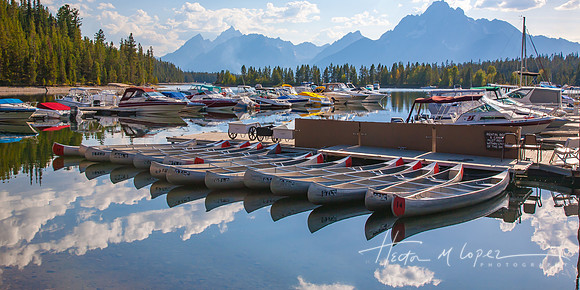 Jackson Lake Canoes at Dawn