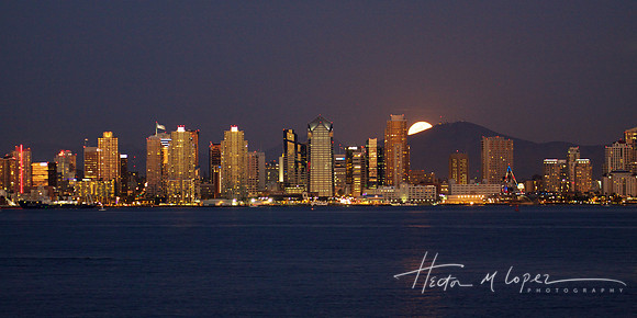 Moonrise San Diego Skylline
