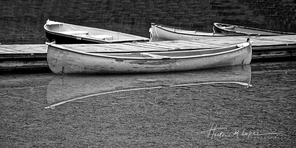 Canoe Reflection BW