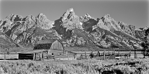 Mormon Row Barn in Morning Light BW