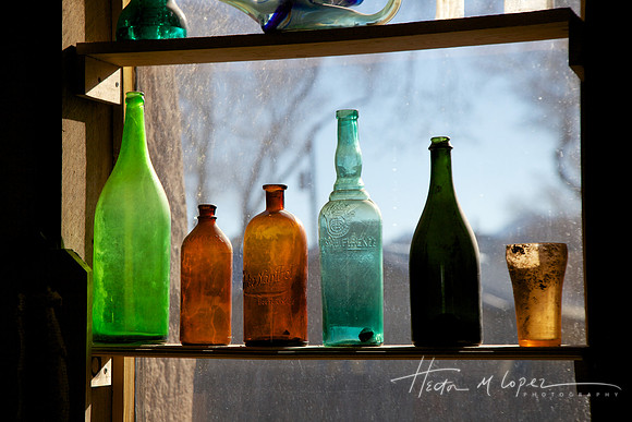 Old Bottles in Window
